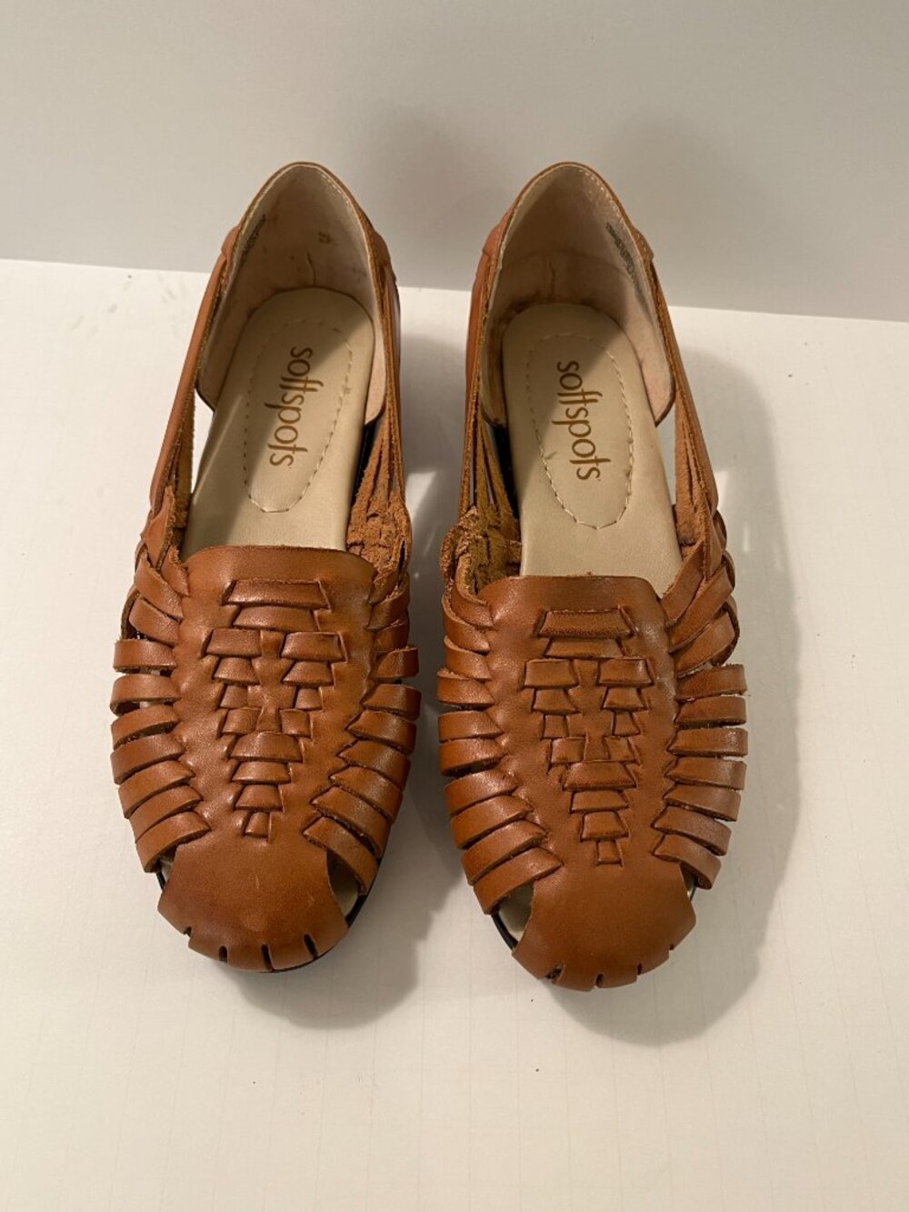 Softspots Huarache 951319 Brown Woven Leather Slip on Shoes Women's Size7M EUC